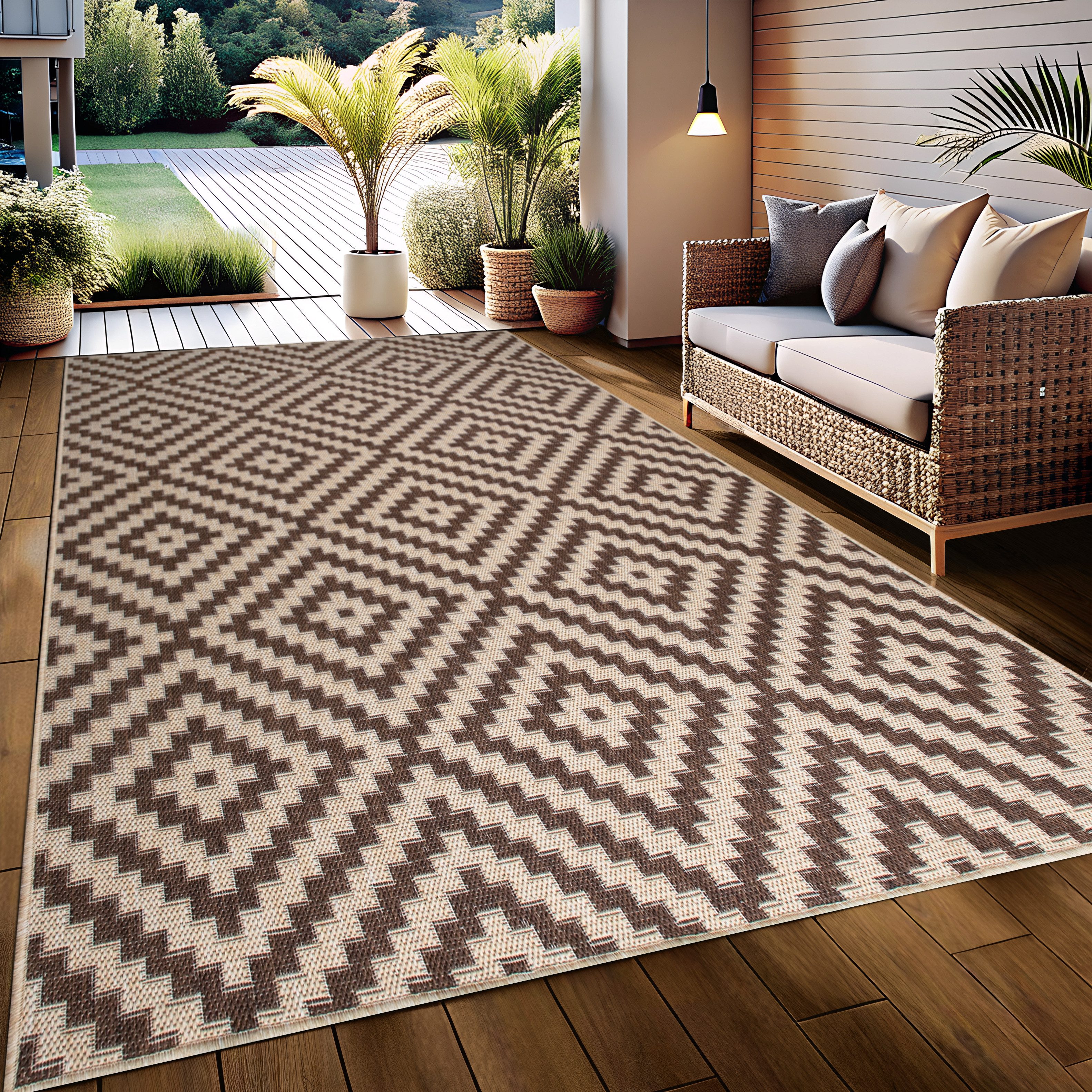 OTTO home Teppich Cordoba auch als Läufer erhältlich, rechteckig, Höhe: 3 mm, In- und Outdoor geeignet, Sisal-Optik, Wetterfest & UV-beständig, Boho
