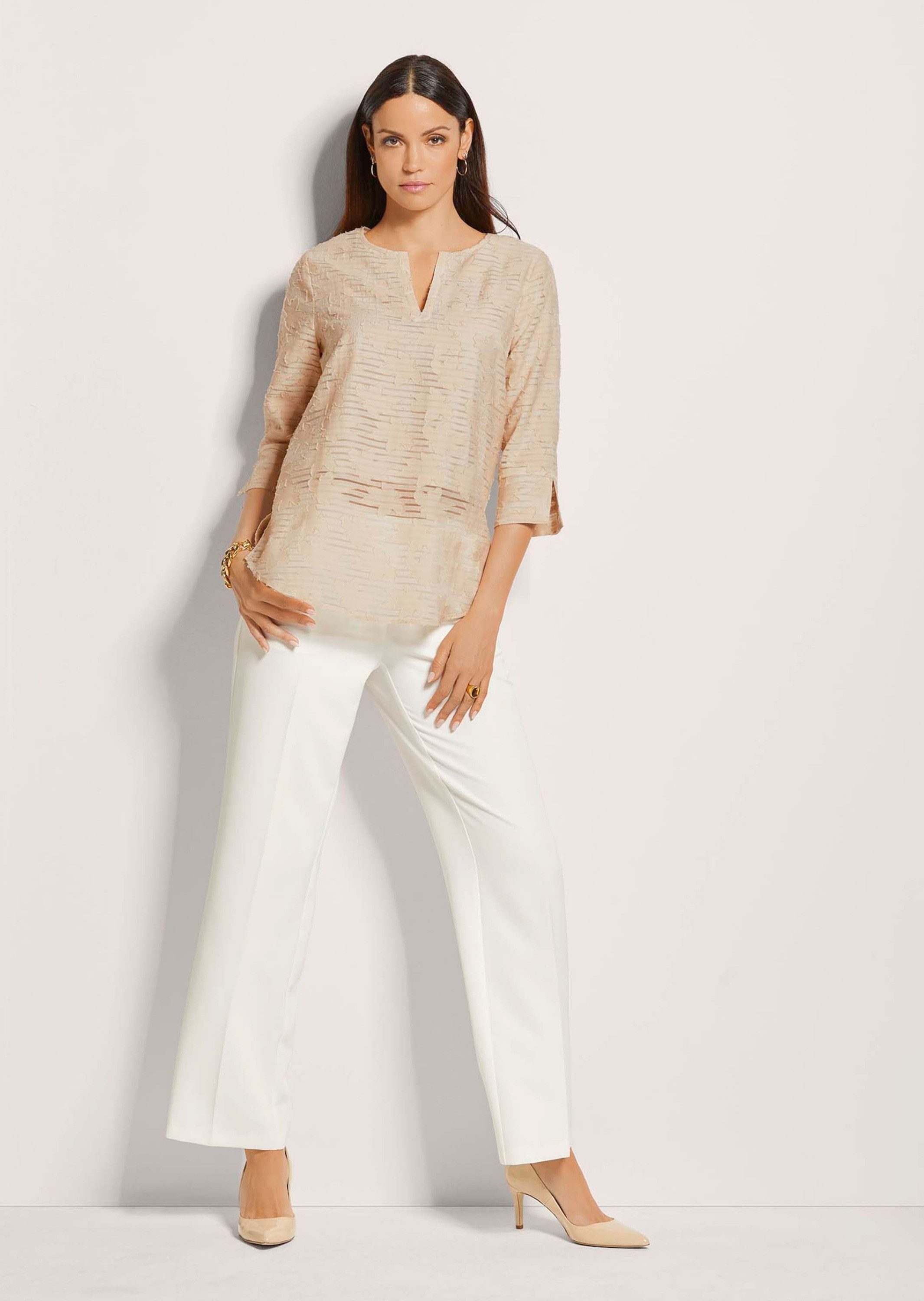 MADELEINE Kurzarmbluse Transparente Ausbrenner-Bluse günstig online kaufen