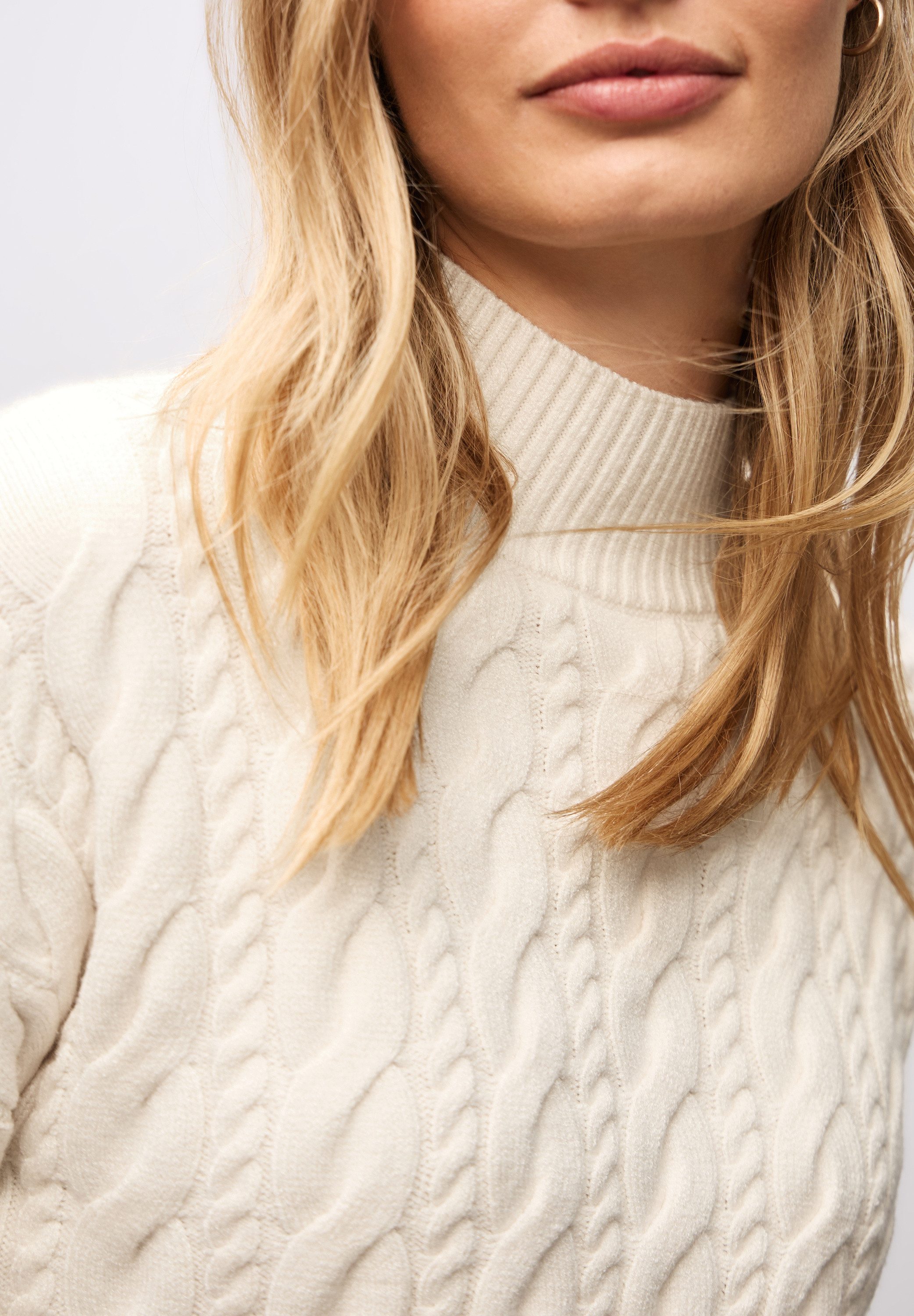 STREET ONE Rollkragenpullover mit Zopfmuster