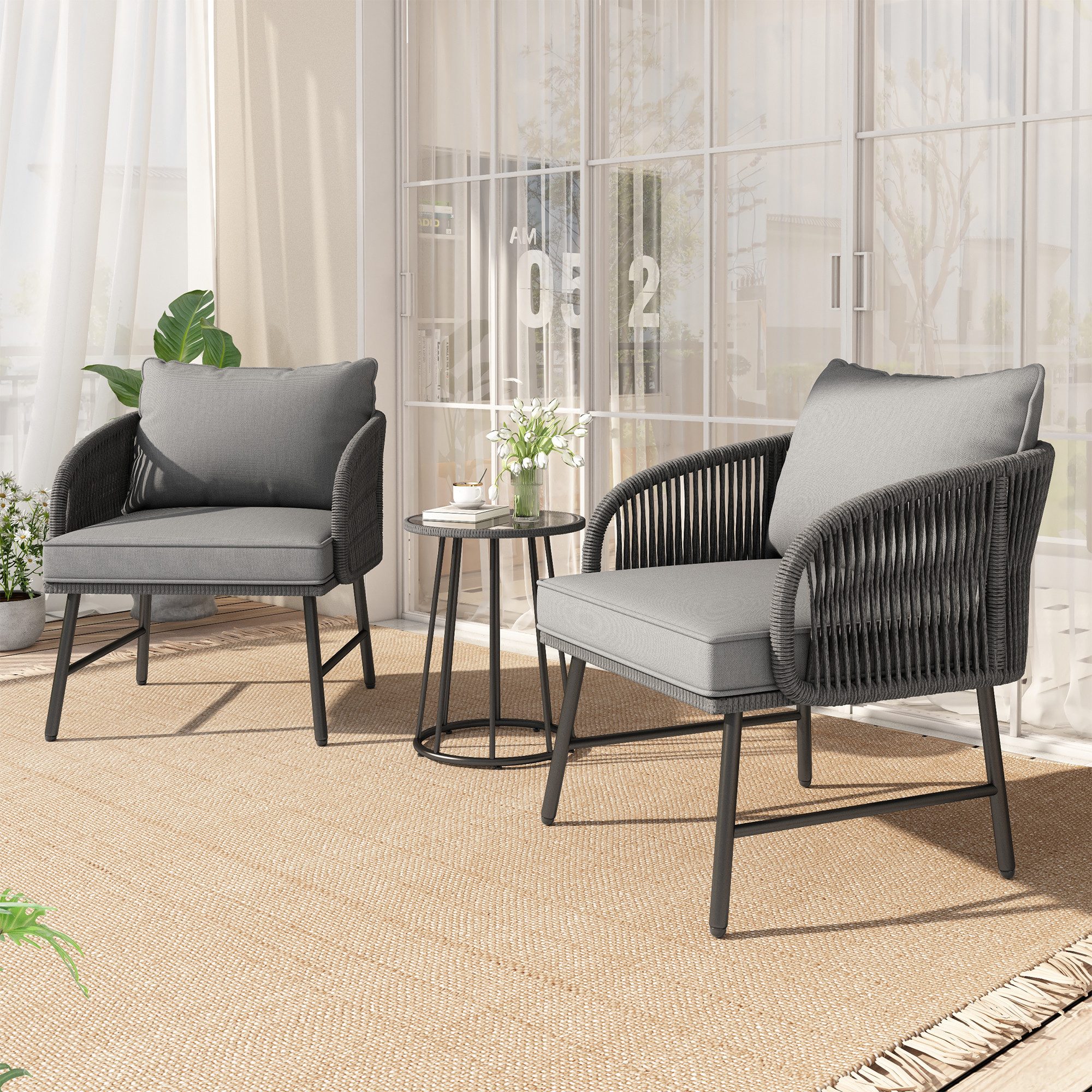 OKWISH Gartenlounge-Set Balkonmöbel-Set, (Freizeitsofa, Balkonset, Gartenso günstig online kaufen