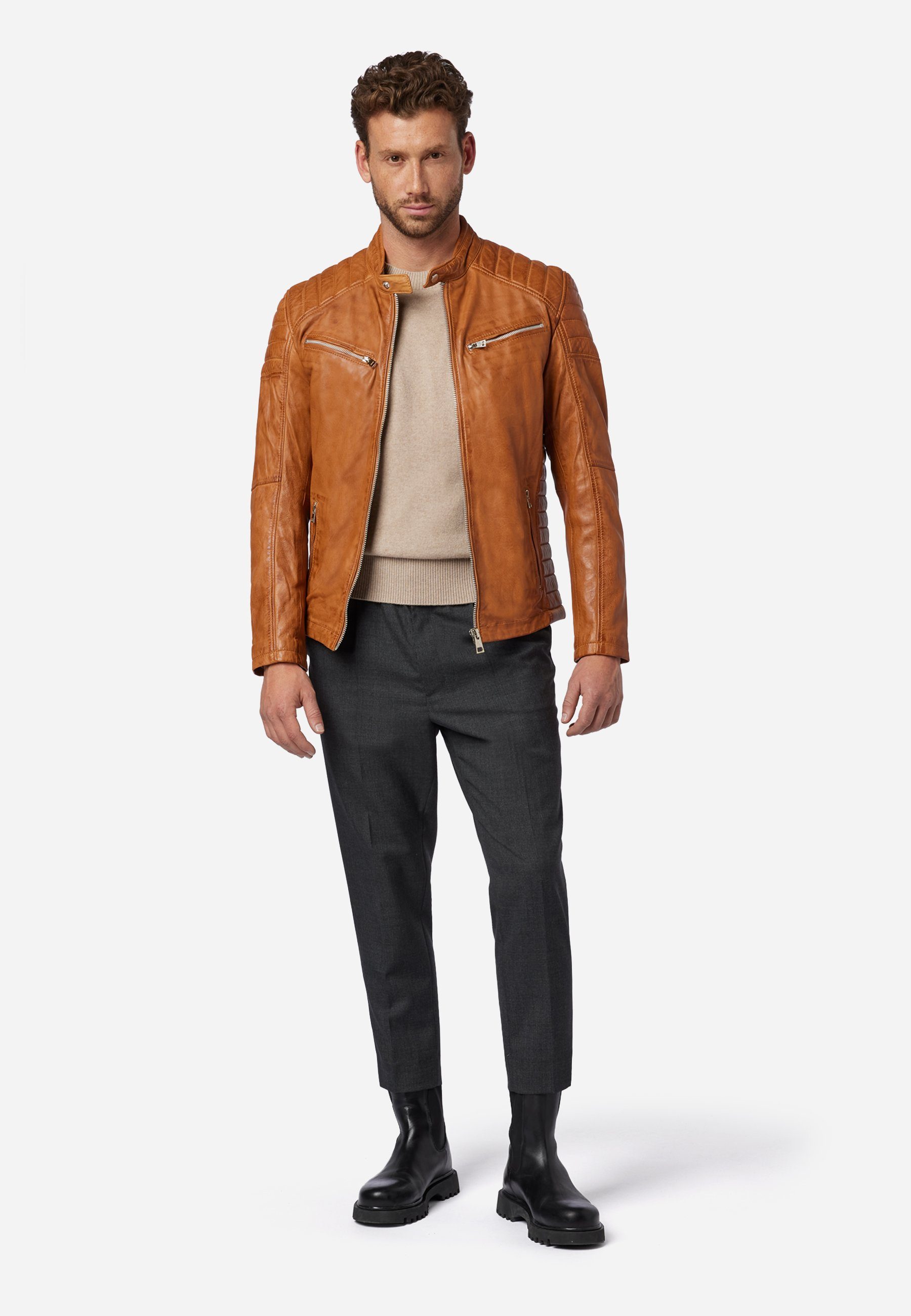 RICANO Lederjacke Cooper Lederjacke im Biker-Stil günstig online kaufen