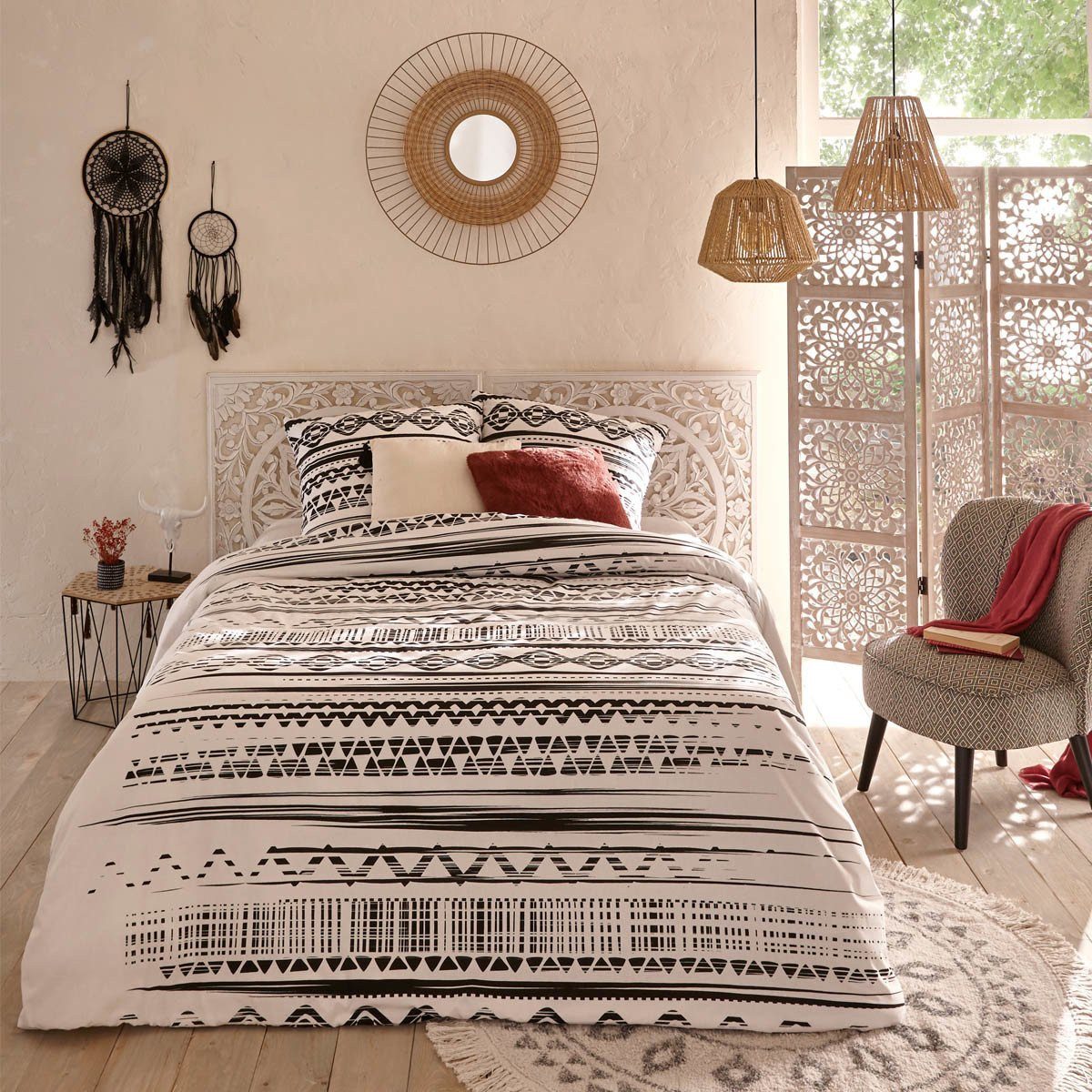 Atmosphera Créateur d'intérieur Pendelleuchte Hängelampe mit Metall- und Papierschirm, Ø 30 cm, beige, Leuchte mit Dekofunktion, ohne Leuchtmittel