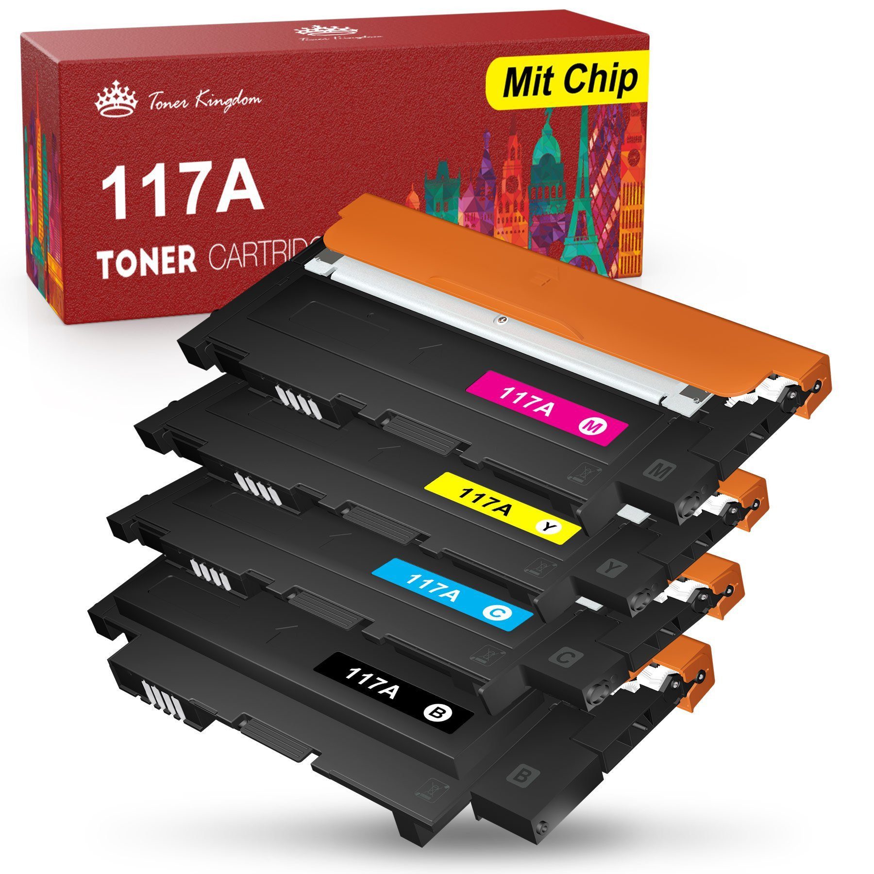 Toner Kingdom Tonerkartusche 4/5 er Ersatz für HP 117A W2070A, Color Laser MFP178nwg 179fwg 150a