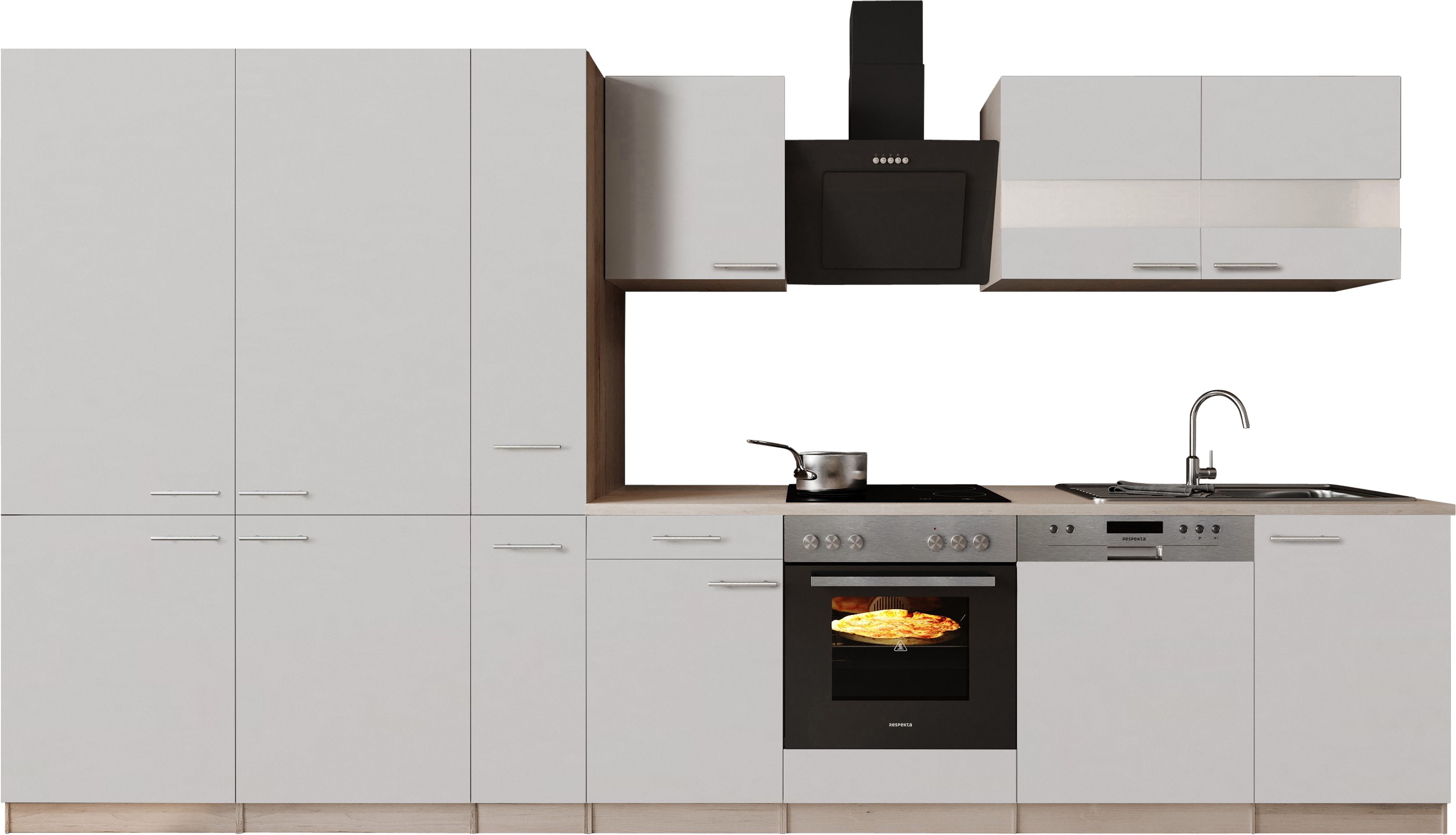 RESPEKTA Küchenzeile Merle, Küchenzeile Merle, Breite 340 cm, Soft Close, French-Door-Design