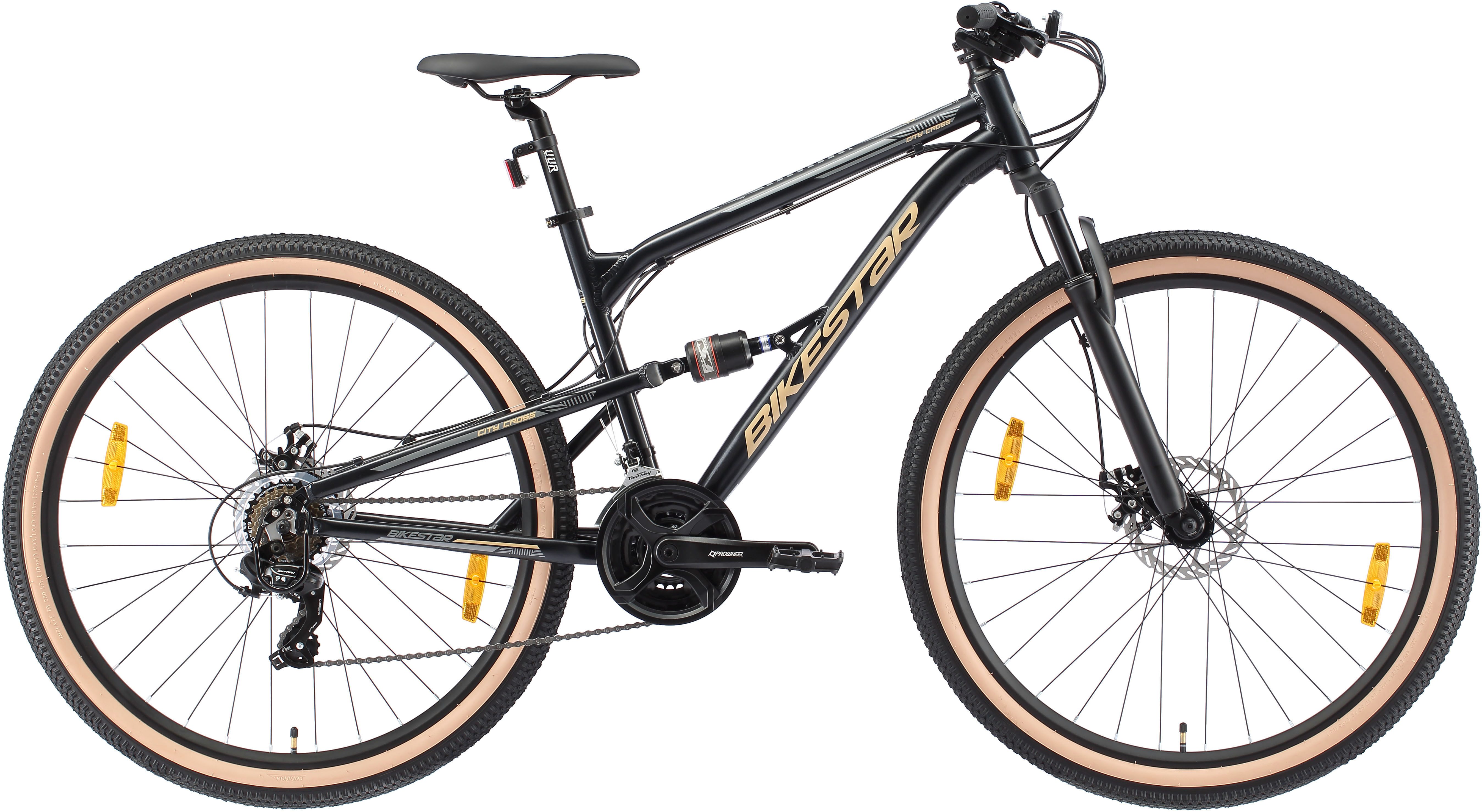 Bikestar Mountainbike, 21 Gang Shimano RD-TY300 Schaltwerk, Kettenschaltung, für Damen und Herren, Kettenschaltung