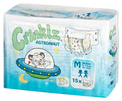 Crinklz Windeln Crinklz Astronaut - M (75-110 cm) (15-St., Windeln mit Folie und Astronauten Motiven)