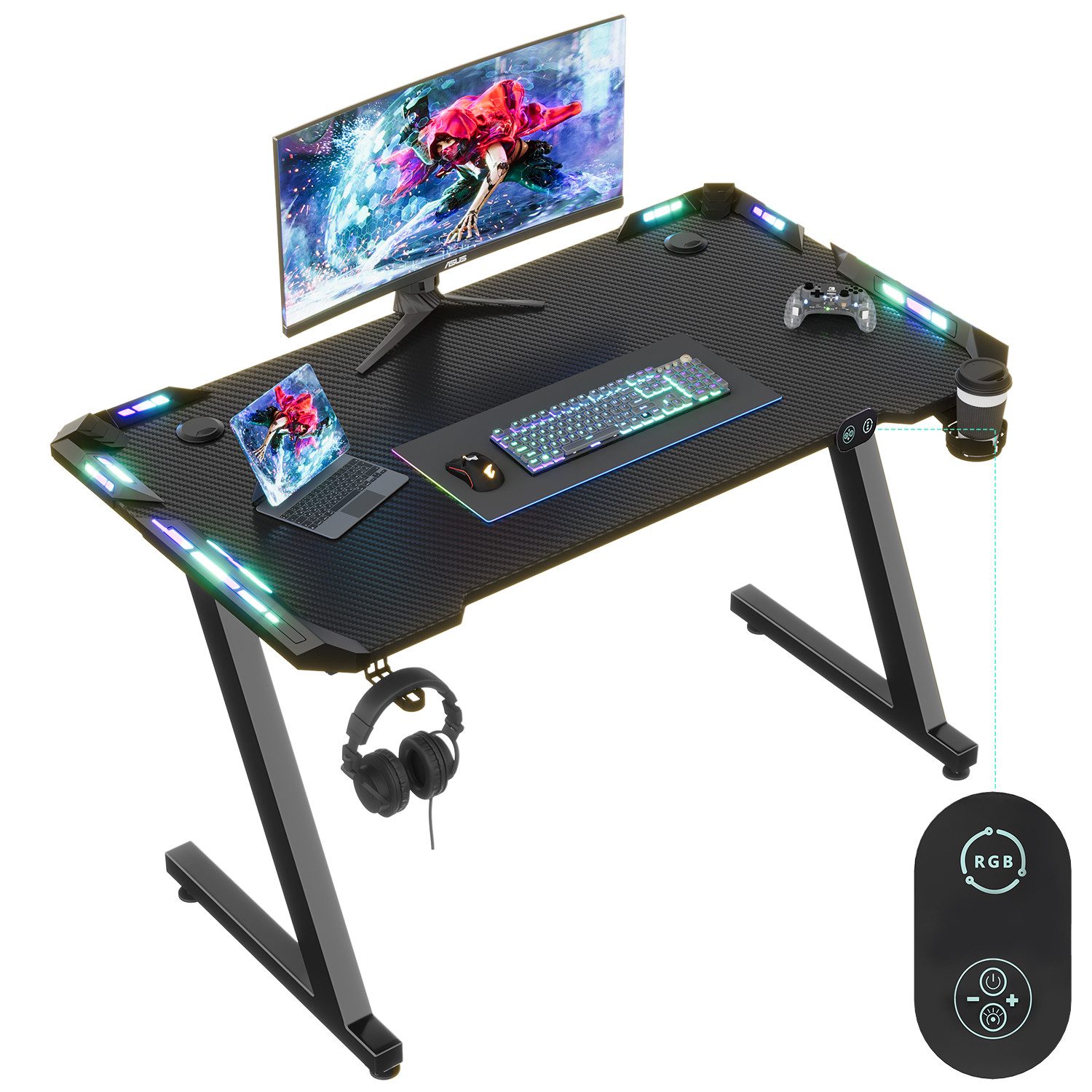 GUNJI Gamingtisch 120/140/160cm Gaming Schreibtisch mit günstig online kaufen