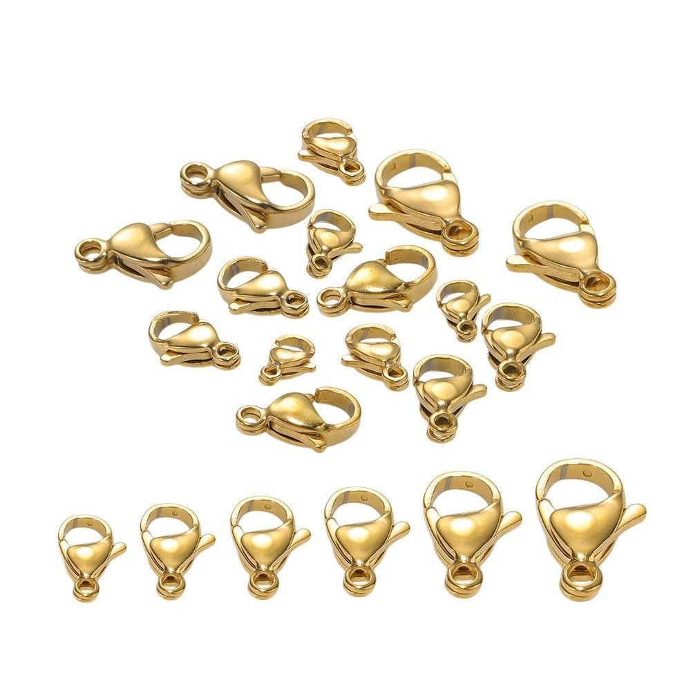Karabiner 25x Karabinerverschlüsse 18K Gold 12 mm Edelstahl Schmuckzubehör DE.