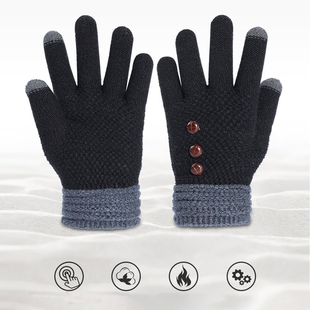 Touchscreen Freizeit LAPA Sporthandschuhe Strick (Paar) Marineblau-3 Winterhandschuhe Handschuhe Damen Strickhandschuhe HOME Outdoor Elastizität für Täglich, Radfahren und Warme