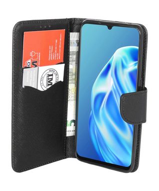 cofi1453 Handyhülle Buch Tasche "Fancy" kompatibel mit Oppo A91, Kunstleder Schutzhülle Handy Wallet Case Cover mit Kartenfächern, Standfunktion Schwarz