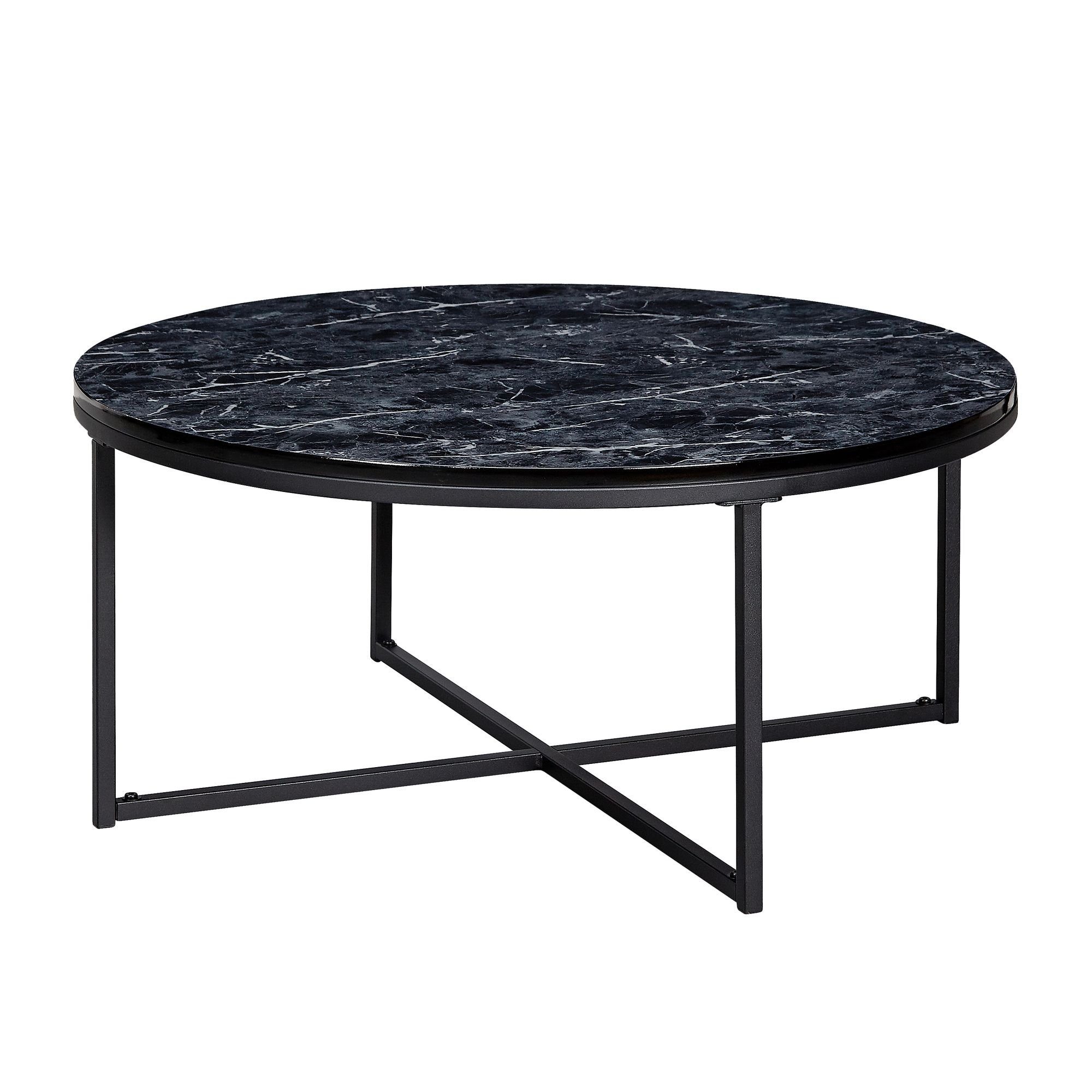Couchtisch Couchtisch 80x36x80 cm mit Marmor Optik Schwarz, Wohnzimmertisch mit