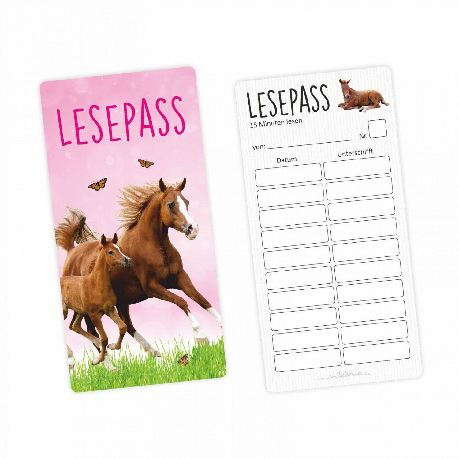 nikima Lesezeichen Pferde Lesezeichen, zum lesen üben Grundschule 10-100 Stück