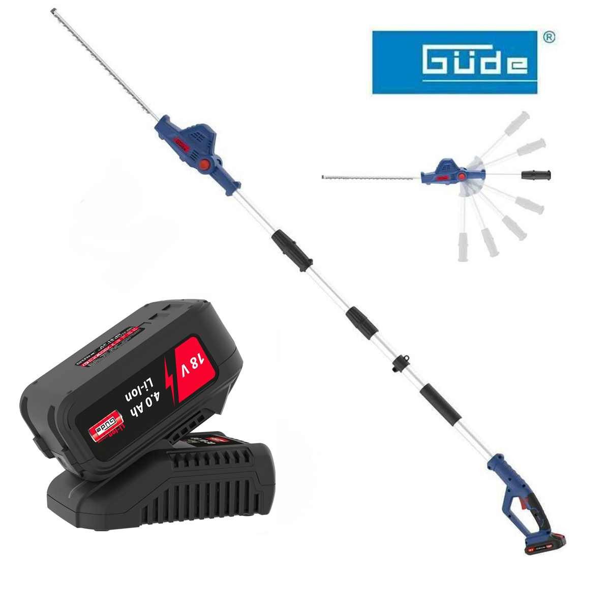 Güde Teleskop-Heckenschere GÜDE Akku Teleskop Heckenschere HST 18 mit Akku 4.0 Ah + Ladegerät 18V