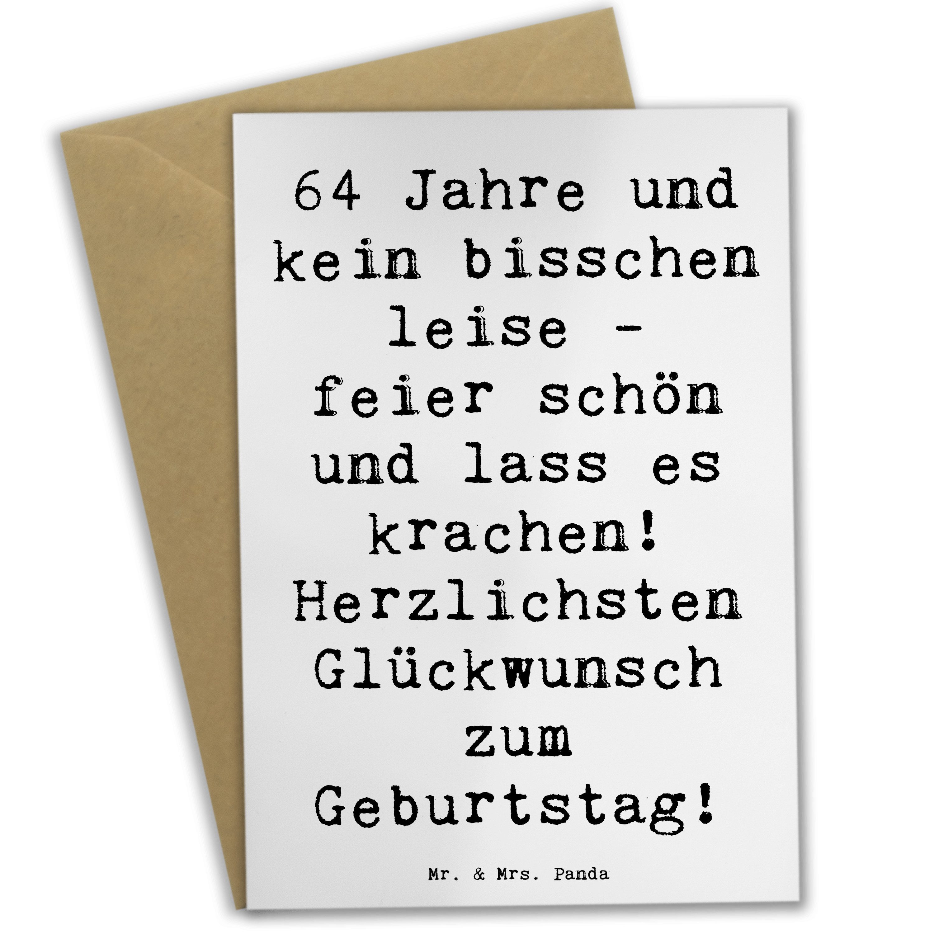Grußkarte Spruch 64. Geburtstag - Weiß - Geschenk, 64 Jahre, kein bisschen leis
