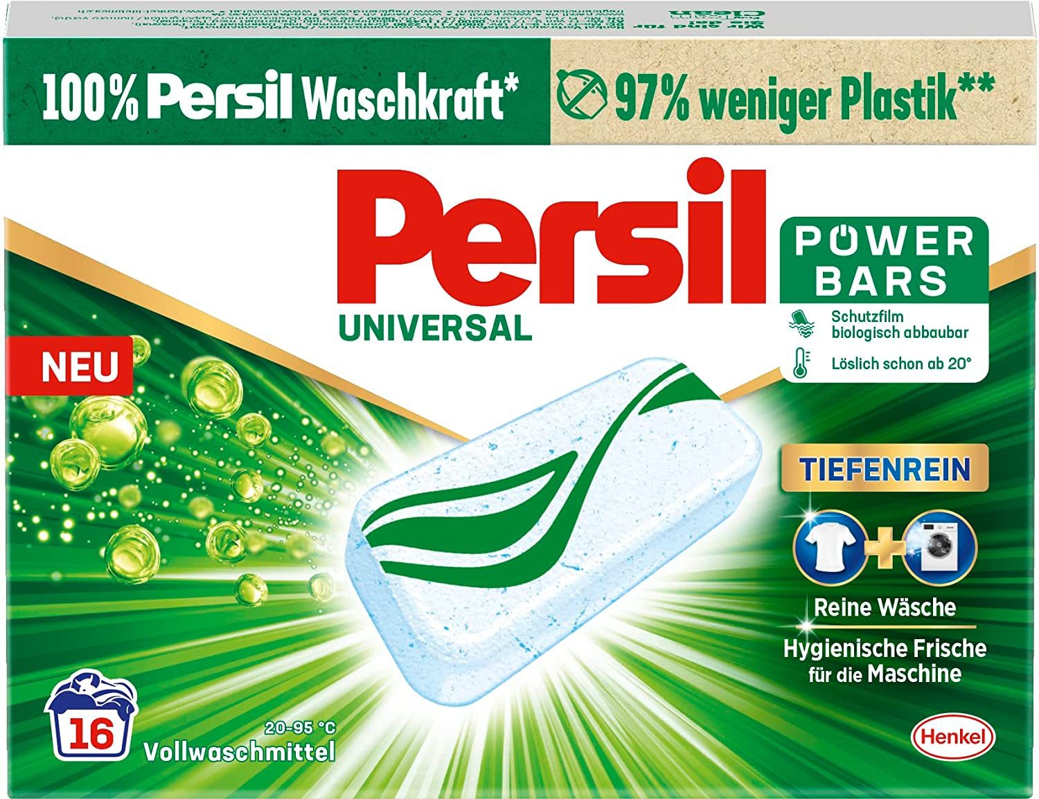 Persil Universal Power Bars 16 WL Vollwaschmittel (16-St. Bars mit Tiefenrein Technologie)