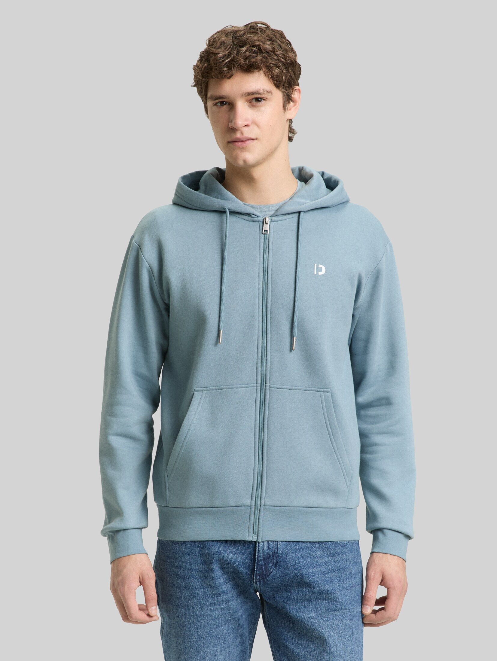 TOM TAILOR Denim Sweatjacke Strick & Sweatshirts Hoodie Sweatjacke mit Logo-Print