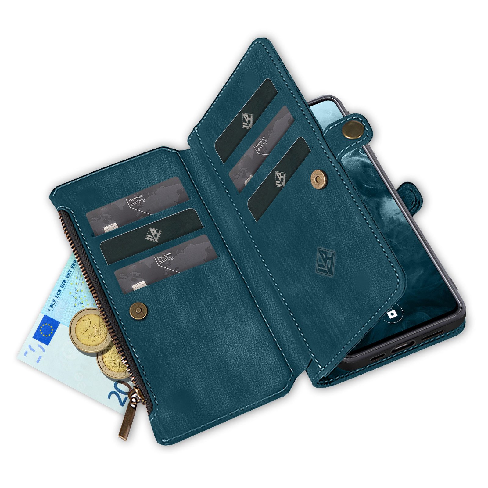 Tec-Expert Handyhülle Geldbörse Hülle mit RFID Schutz für Apple iPhone 17, Klapphülle Cover Case mit Kartenfach Geldfach Münzfach – Bild 5 von 5