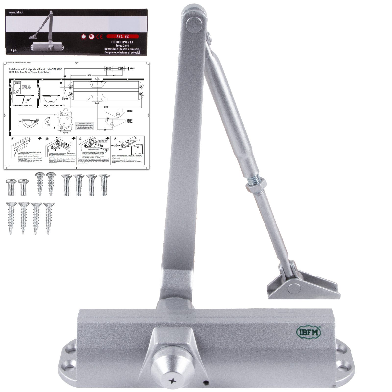 ATTAS Türschließer hydraulisch einstellbare Schließkraft, automatischer Türschließer, mit Feststellfunktion & Softclose