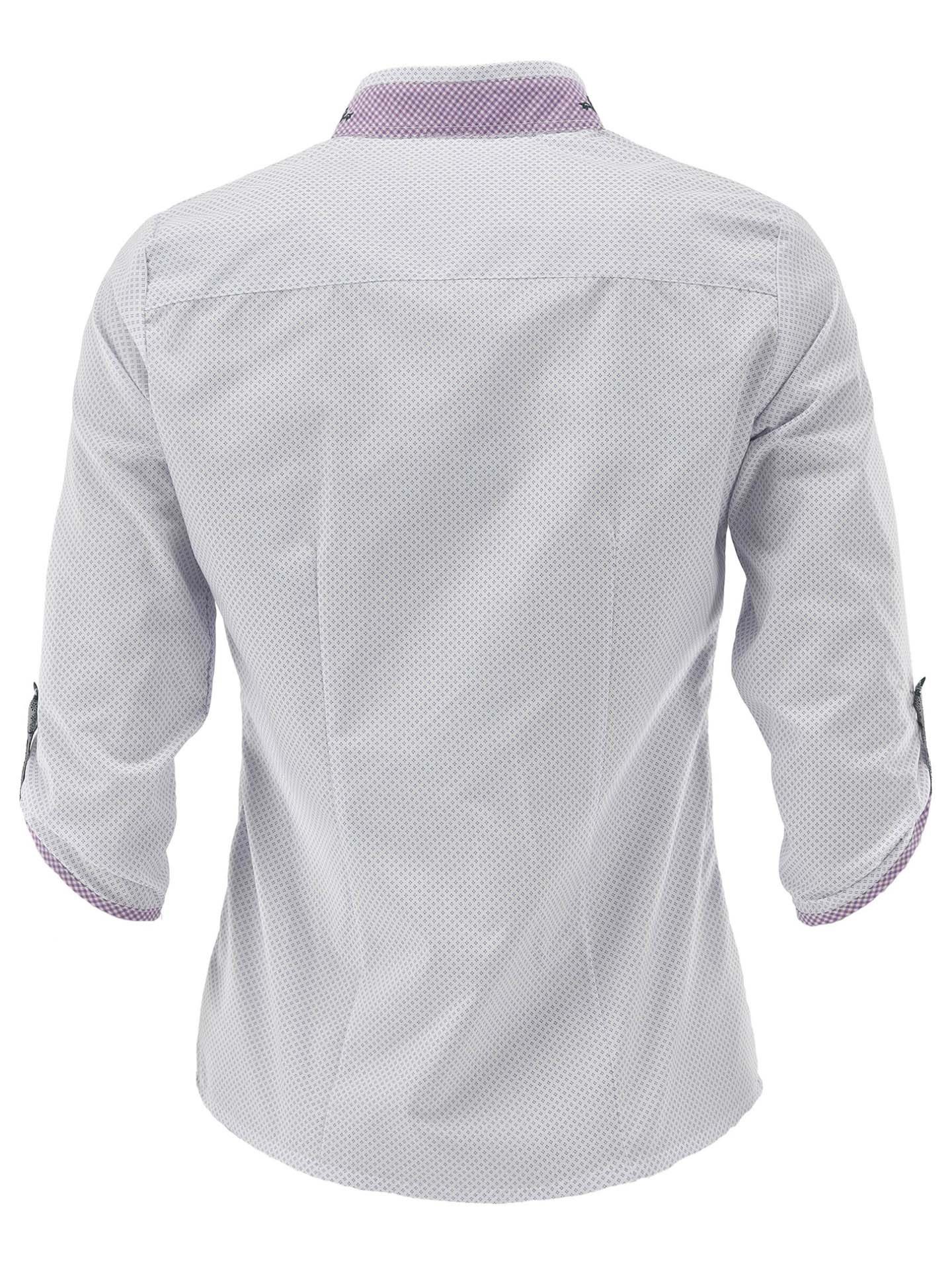 Moschen-Bayern Trachtenbluse Trachtenbluse Damen Bluse Damenbluse 3/4 Arm Hirsch Weiß-Violett Damenbluse, Trachtenbluse, Stickerei, Bluse, Jeansbluse, klassisch – Bild 4 von 4