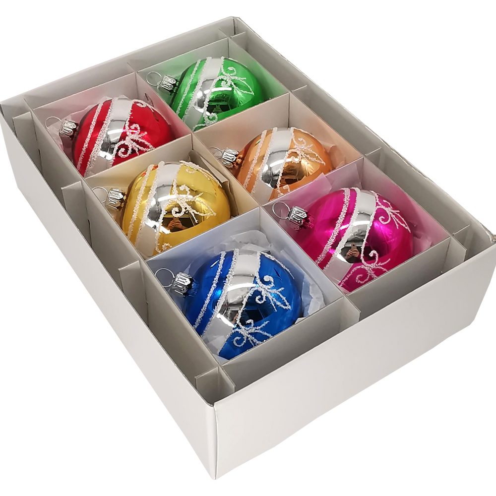 Schatzhauser Weihnachtsbaumkugel nostalgisches Weihnachtskugel-Set Ø6cm (6 St), mundgeblasen, handbemalt