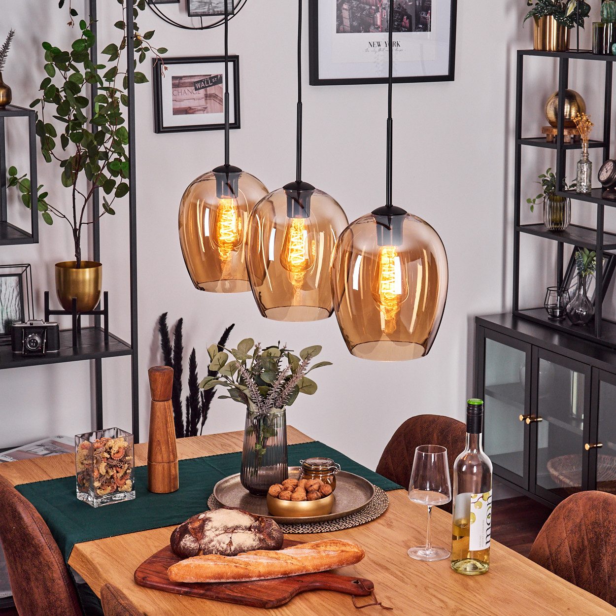 hofstein Pendelleuchte Pendellampe aus Metall/Glas in günstig online kaufen