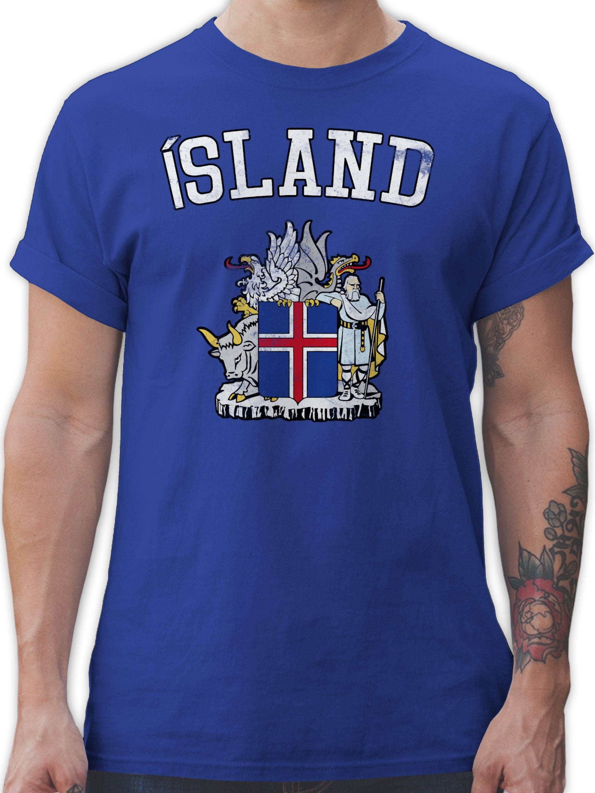 Shirtracer T-Shirt Island Wappen WM Fussball EM 2024 2 Royalblau
