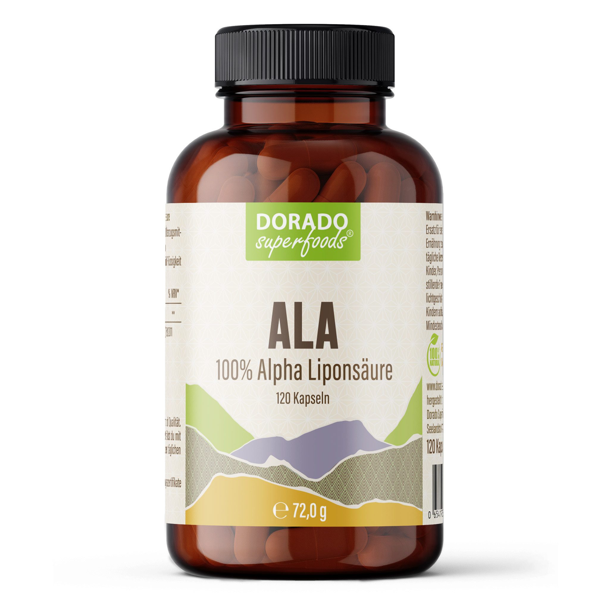 Dorado Superfoods ALA – Alpha-Liponsäure Kapseln 500 mg Kapseln, 120 St., 72 g