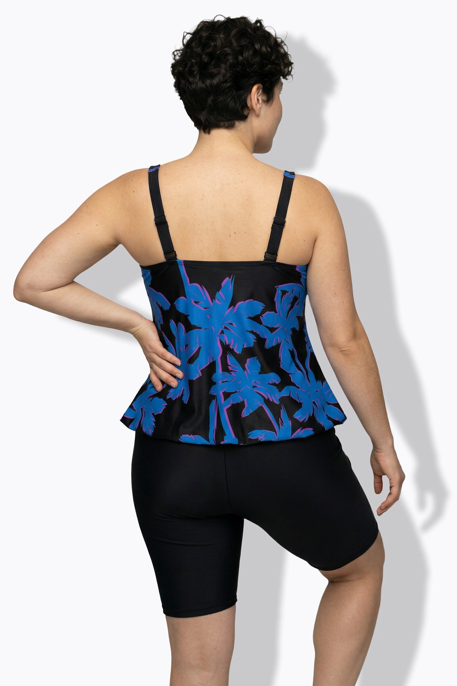 Ulla Popken Soft-BH Tankini mit Shorts Palmen Softcups