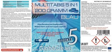 GlobaClean Chlortabletten 1 kg Pool Chlor Multitabs 5in1 200g BLUE