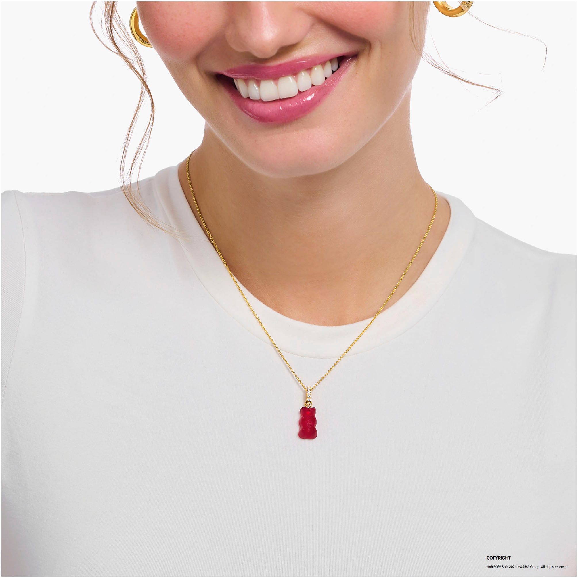 THOMAS SABO Kette mit Anhänger THOMAS SABO x HARIBO Schmuck: Kette mit Goldbär, mit Kristallglas, Zirkonia (synth)