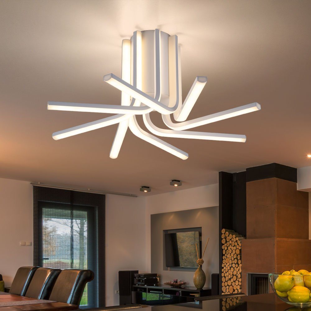 Deckenleuchte, 49 D verbaut, Warmweiß, LED etc-shop LED-Leuchtmittel Küchenlampe cm LED fest Wohnzimmerlampe weiß Deckenleuchte