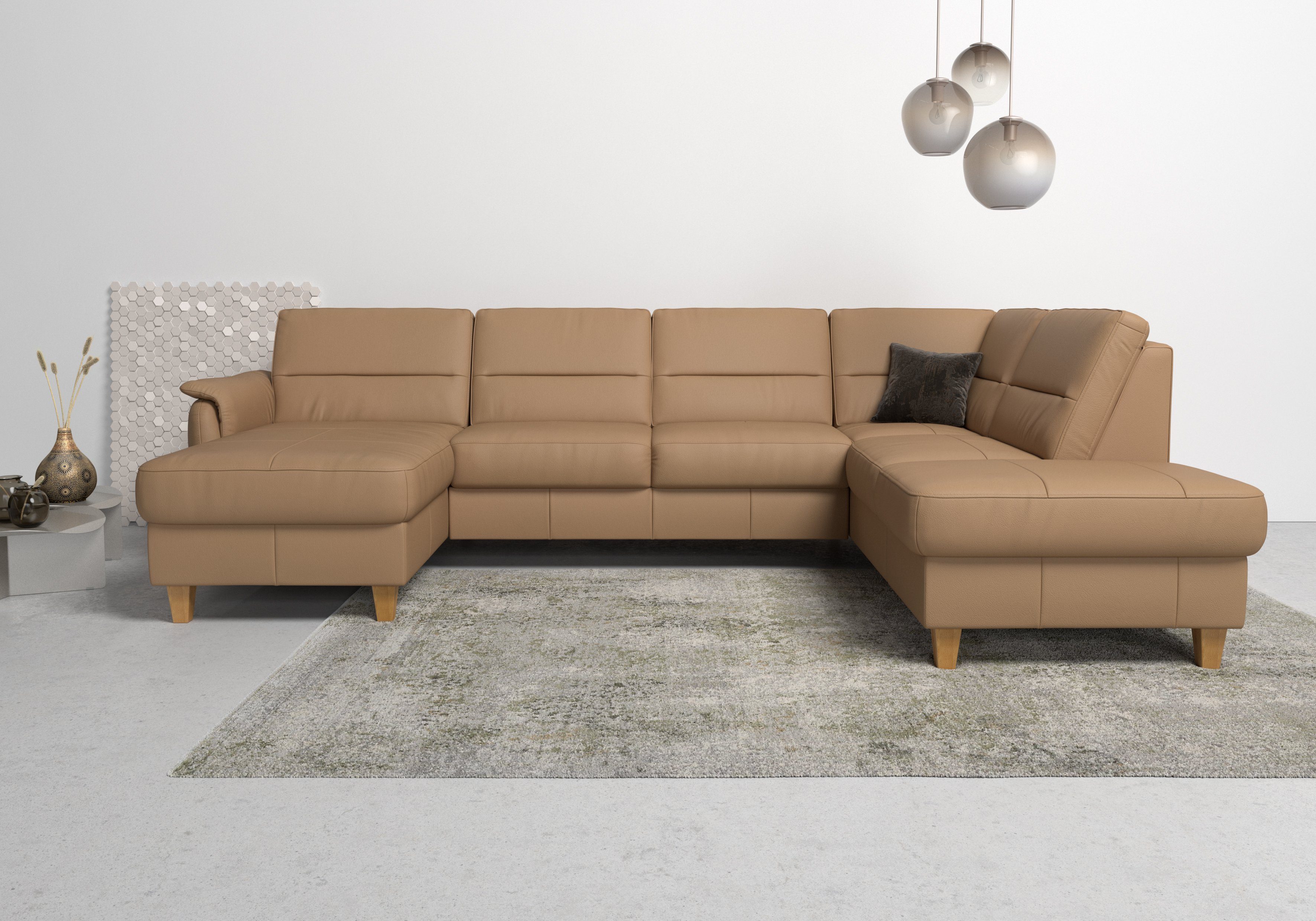 Home affaire Wohnlandschaft Palmera U-Form, B: 308 cm, große Stoff + Leder Auswahl, optional Schlaffunktion & Bettkasten, Federkern, XXL-Wohnlandschaft