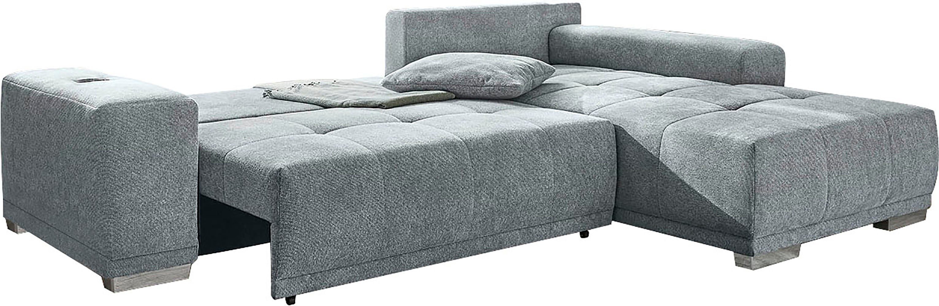 Jockenhöfer Gruppe Ecksofa Luciano L-Form, B: 282 cm, mit Schlaffunktion, Bettkasten, induktive Ladestation & USB-Anschluss