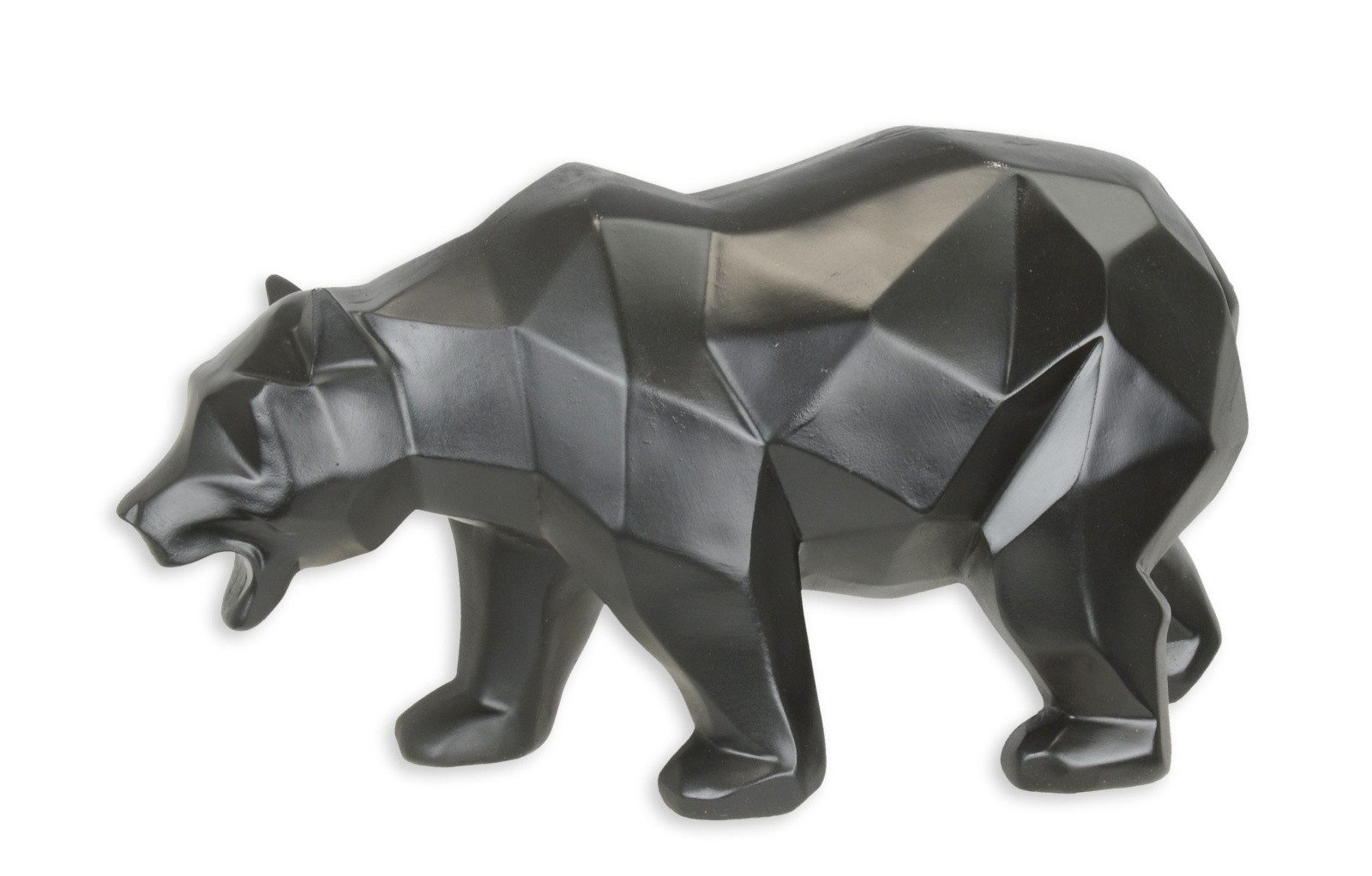 Aubaho Dekoobjekt Polygonale Figur Bär aus Kunstharz schwarz Replikat Retro Design Dekor