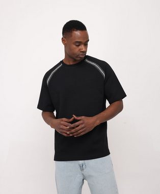 Denim House T-Shirt Lässiges T-Shirt mit Kontrastnaht an den Schultern Schwarz S