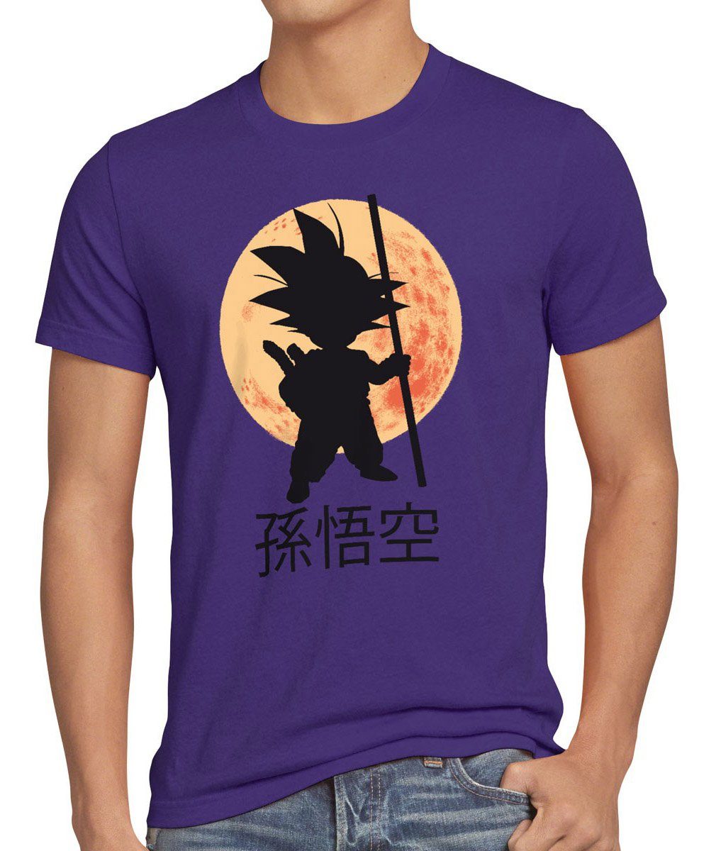 style3 Print-Shirt Herren T-Shirt Goku Mond Ball Krillin Dragon Roshi Anime vegeta balls songoku db lila