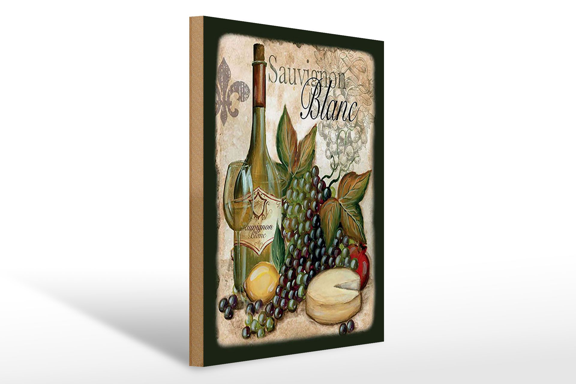 Femer GmbH Holzbild Alkohol 30x40 cm Sauvignon Blanc Wein, (1 St), Glatte Holzfaserplatte (MDF), vorn beschichtet