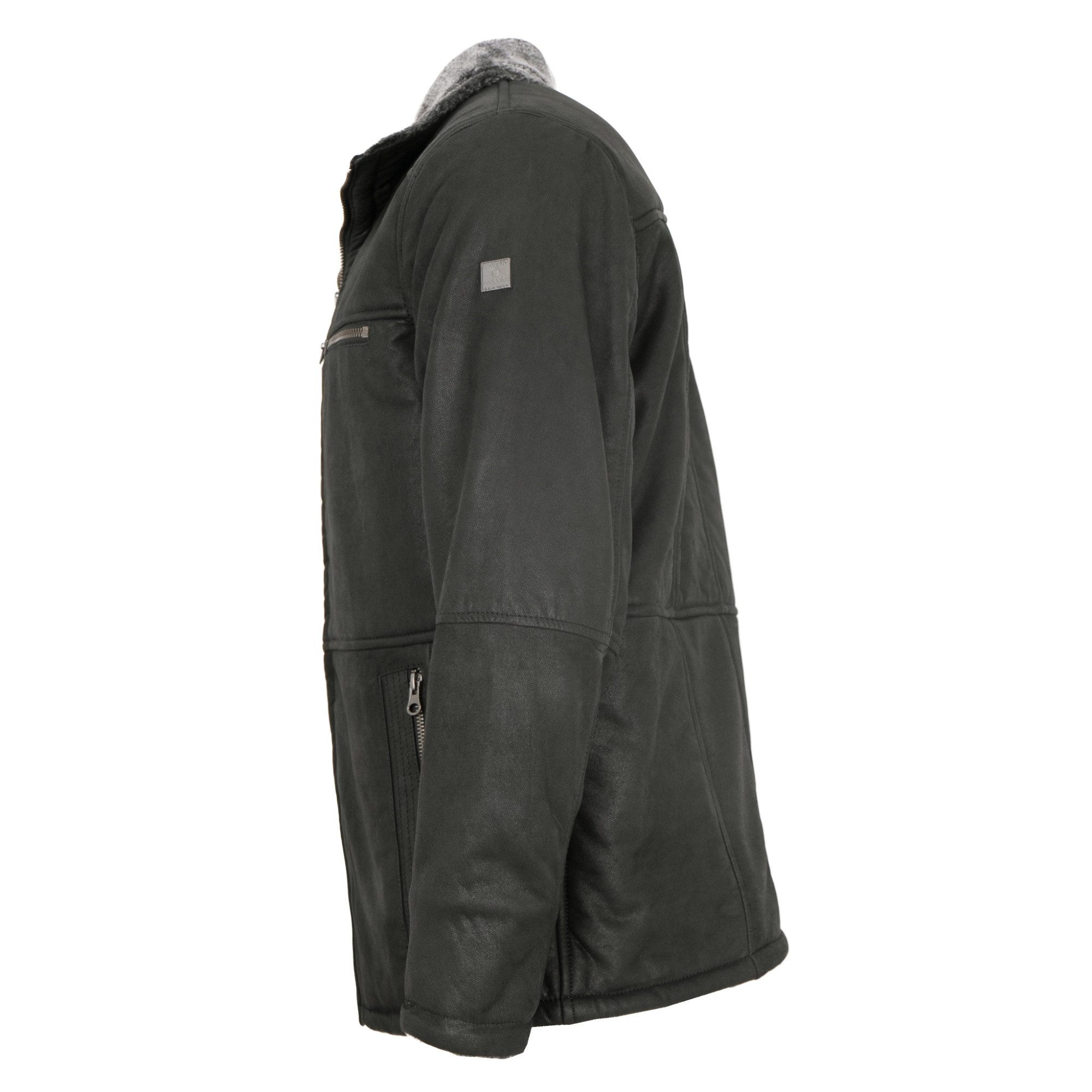 Redpoint Lederjacke Piedro Redpoint - Herren Lederjacke Lammleder Kunstfell schwarz