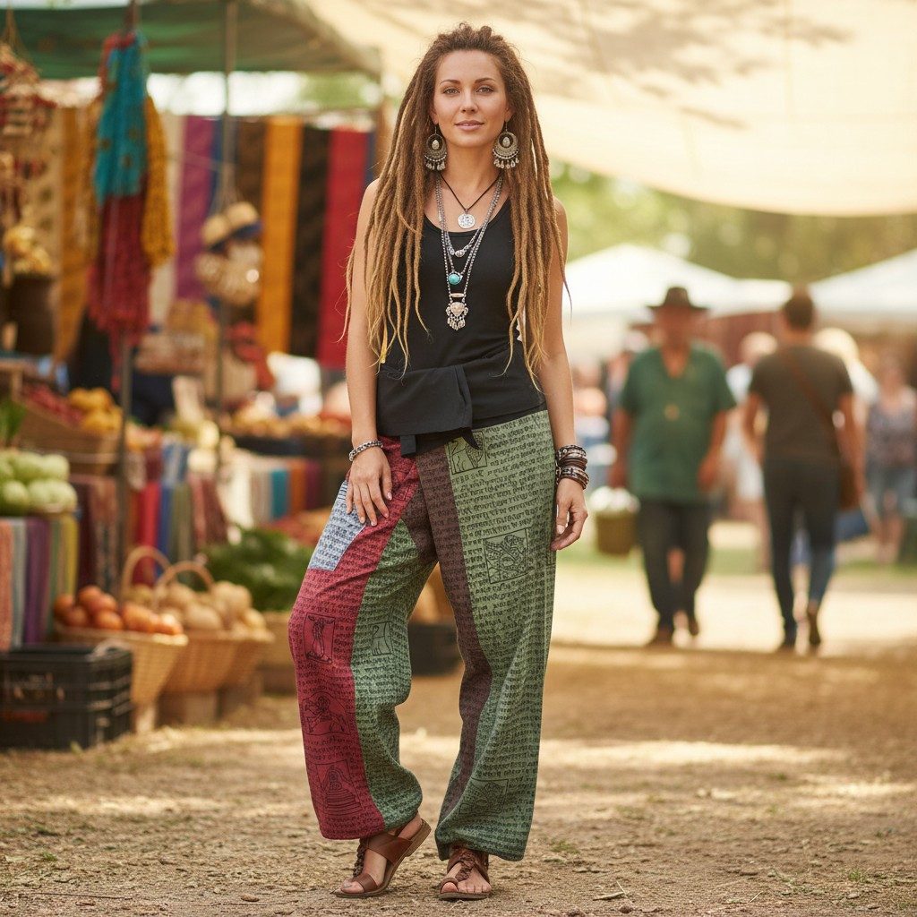 Guru-Shop Relaxhose Thai Fischerhose aus fester Baumwolle,.. Ethno Style, alternative Bekleidung