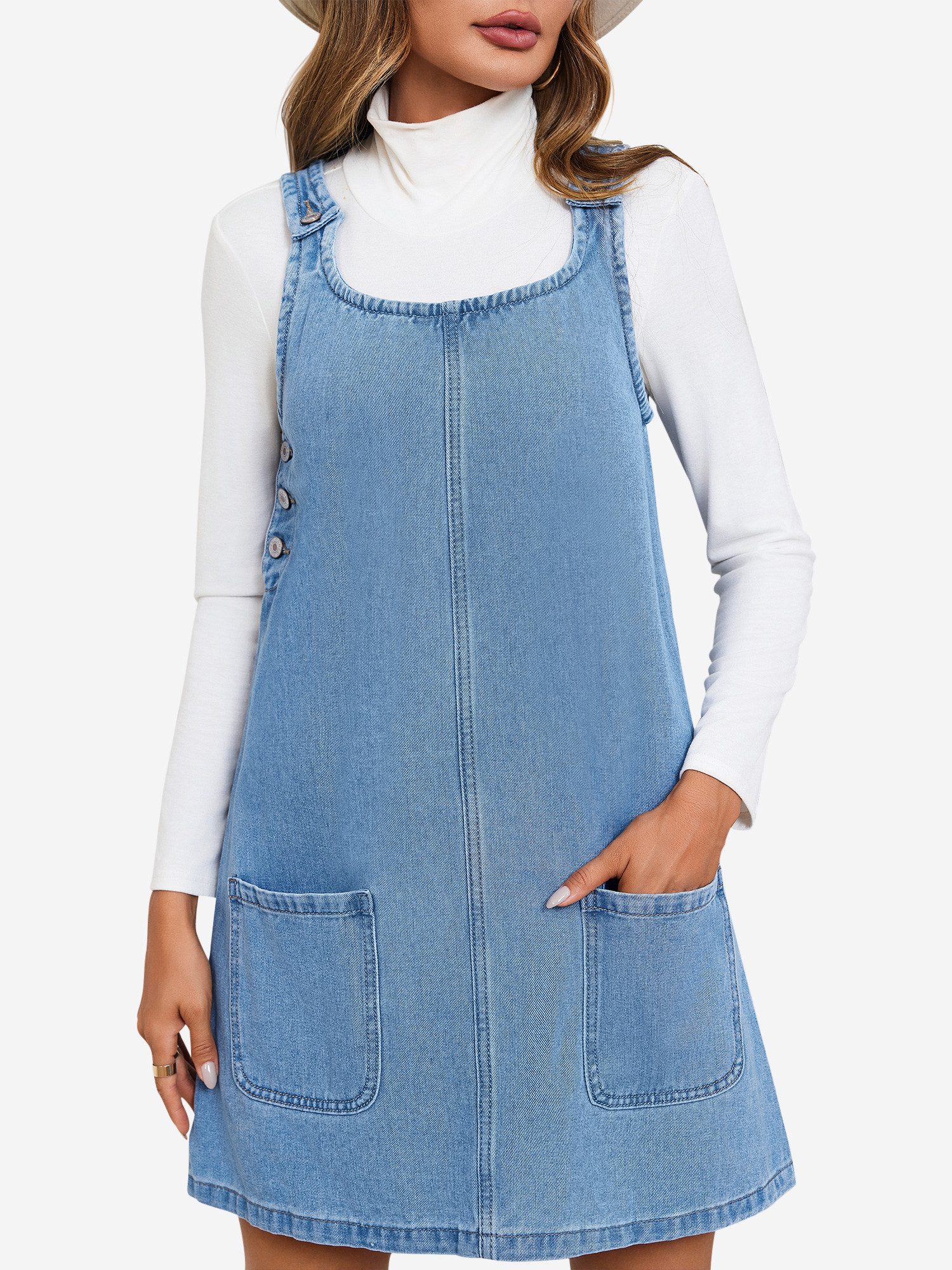 Imily Bela Jeanskleid Ärmellose Kleid mit Rundhals (Packung, 1-tlg., 1per-Pack) mit Eingrifftaschen – Bild 4 von 5