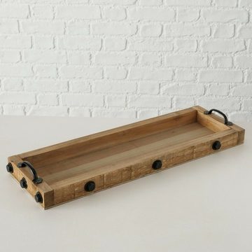 Meinposten Dekotablett Tablett Holz Holztablett industrie look Deko Dekotablett Tischdeko Breite 55 cm (1 St)