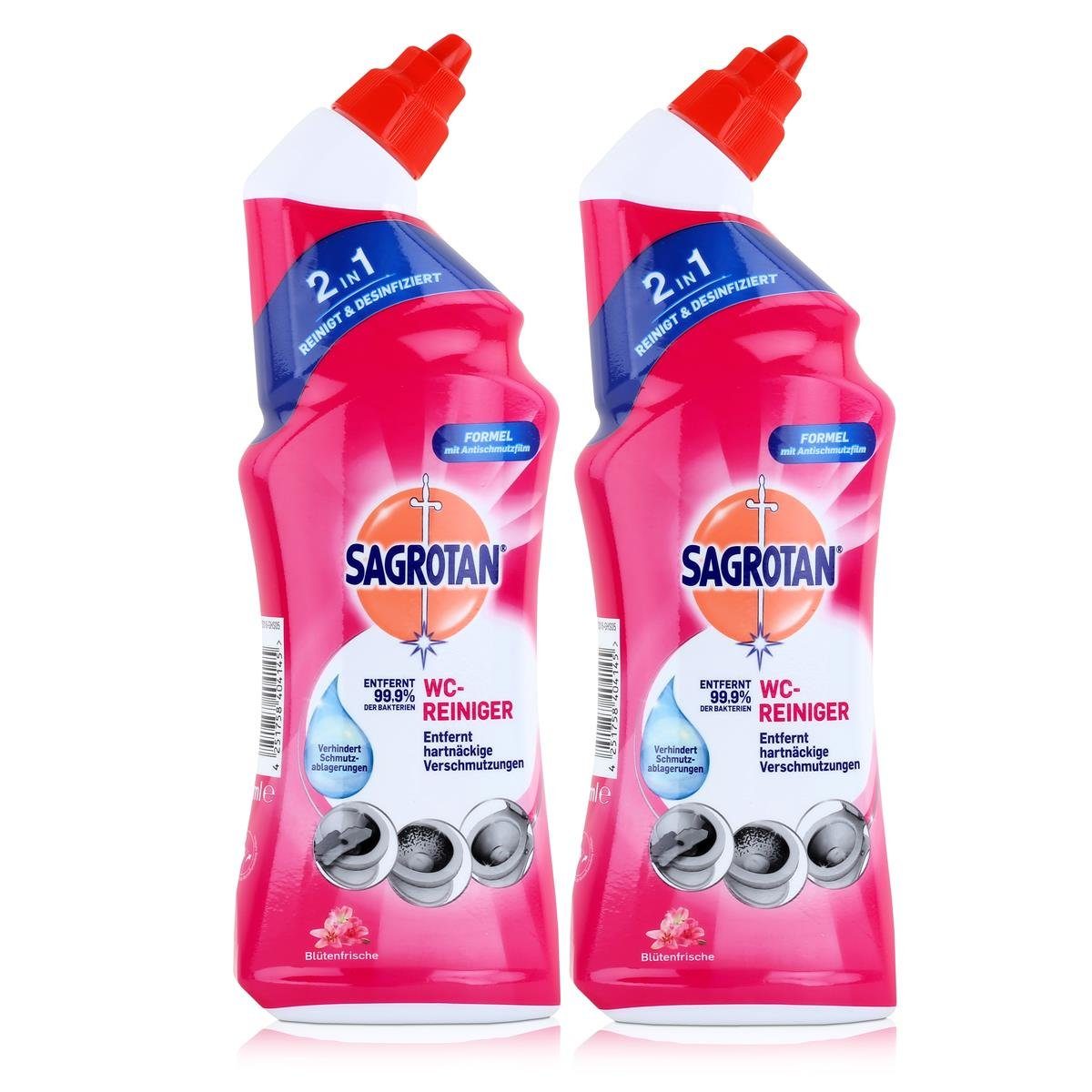 Sagrotan WC-Reiniger Blütenfrische 750ml - WC-Frische (2er Pack) WC-Reiniger