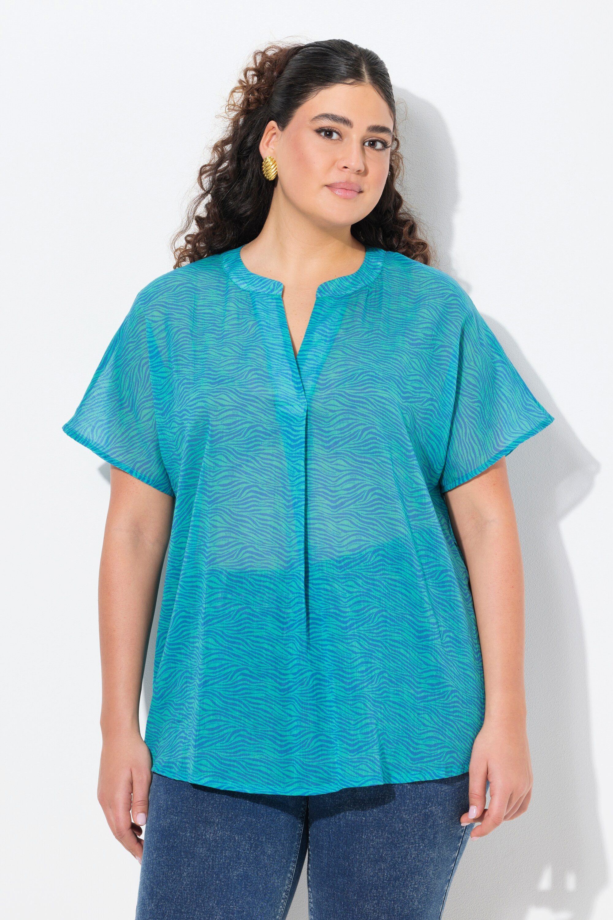 Ulla Popken Tunika Bluse Zebramuster A-Linie günstig online kaufen