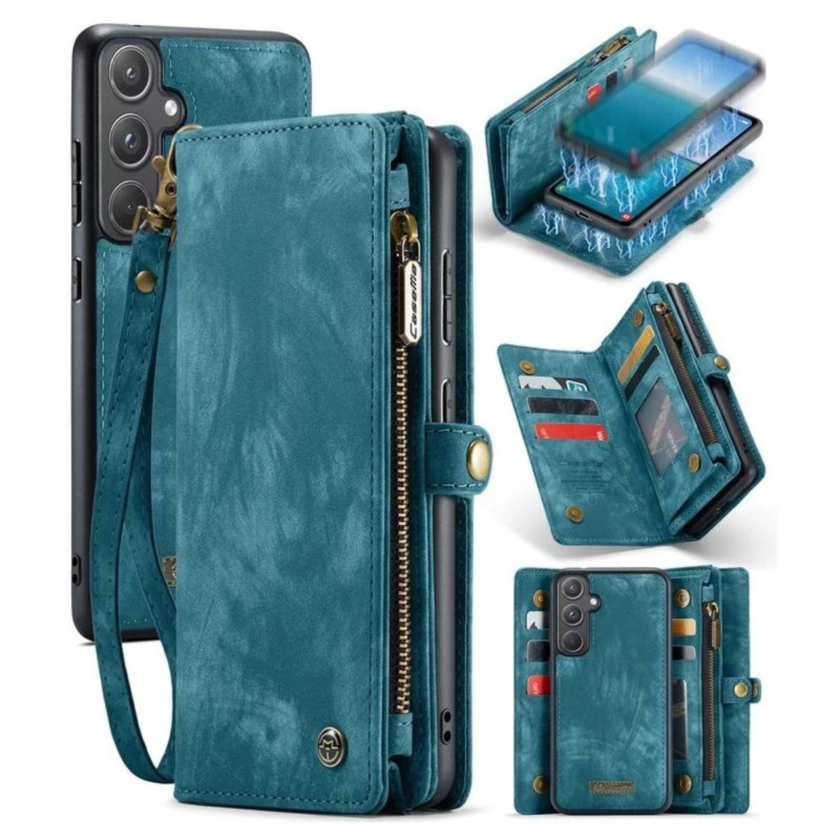 CaseMe Handyhülle Caseme Samsung Hülle mit Zipper 2in1 Samsung A57 5G-Blau