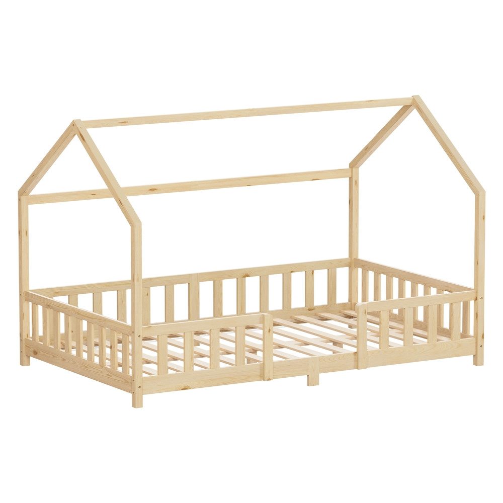 ML-DESIGN Spielbett Hausbett Kinderbett inkl. Lattenrost kreativ Bodenbett für Kinder, Abenteuerbett ohne Matratze 120x200cm Holzbett Kiefer Bettgestell