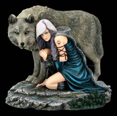 Figuren Shop GmbH Fantasy-Figur Wolf Figur - Protector by Anne Stokes - limitiert Fantasy Dekofigur