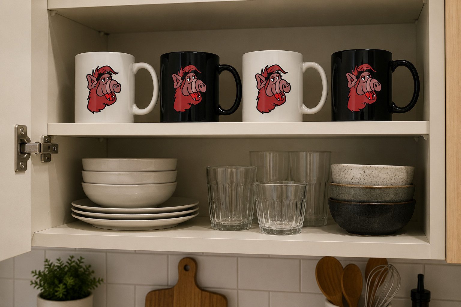Blondie & Brownie Tasse Alf Tasse Retro Kult Comic Print Becher TV Serie Fanmotiv Keramik Mug, 1-tlg., Keramik, Alf Tasse Retro Kult Comic Print Motiv