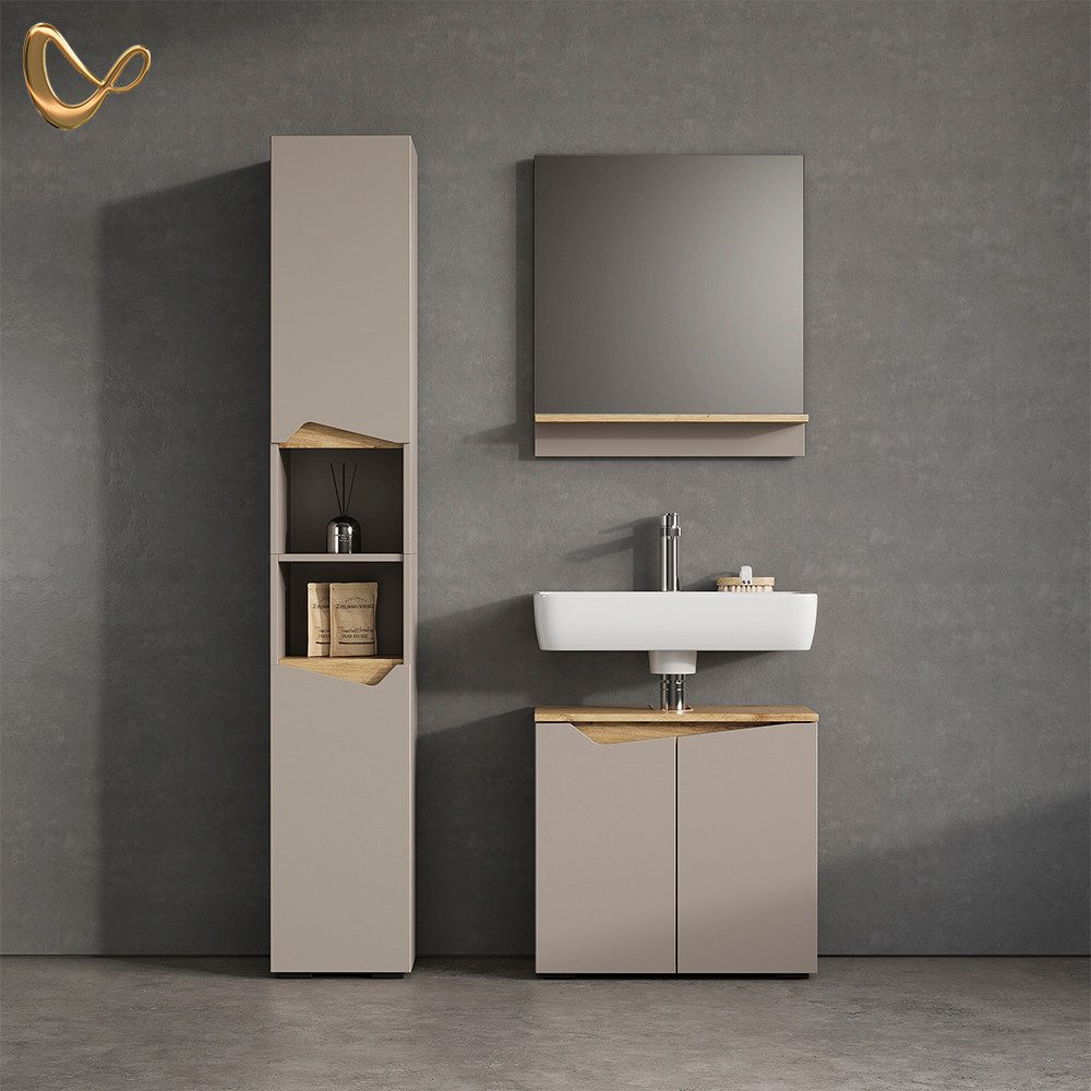 Livinity® Waschbeckenunterschrank Timavo, Greige/Artisan-Eiche, 60 x 57.5 c günstig online kaufen