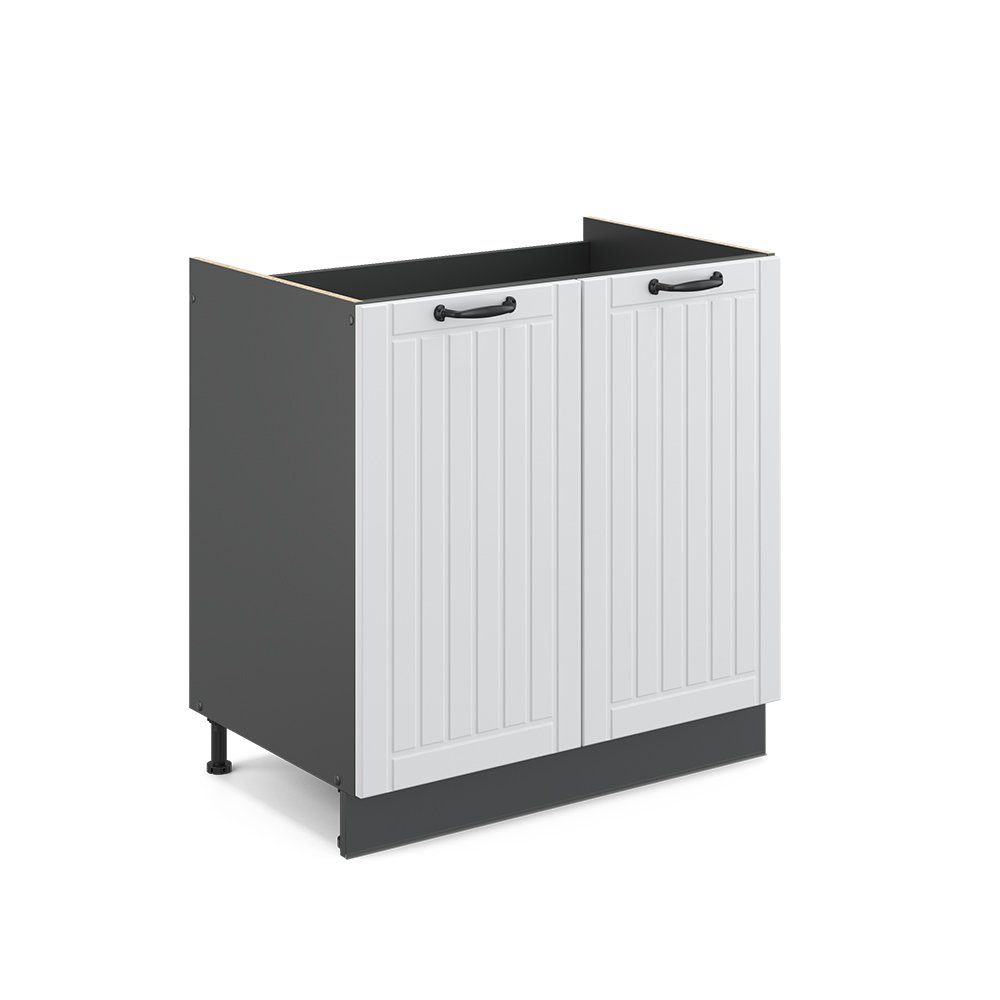 Vicco Unterschrank Fame-Line, Weiß Landhaus/Anthrazit, 80 cm ohne Arbeitsplatte (1-St)