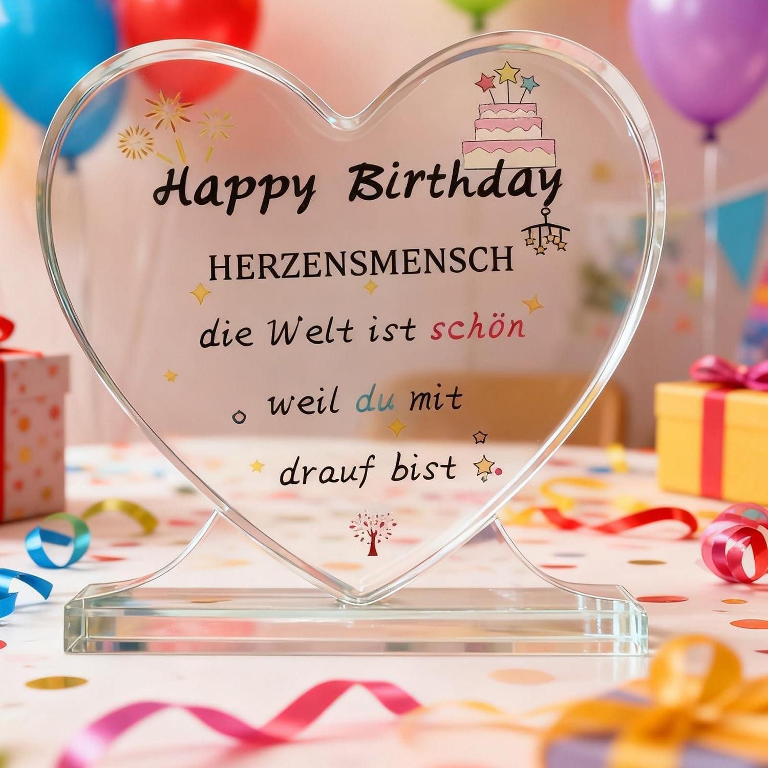 LuxusKollektion Wanddekoobjekt Acryl Herz Deko Geburtstag Geschenk 8x8cm